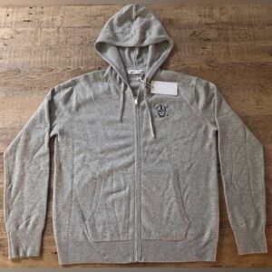 NWT SABLYN Mens Gray Zip-Up Cashmere Hoodie Size Medium with Raiders Logo